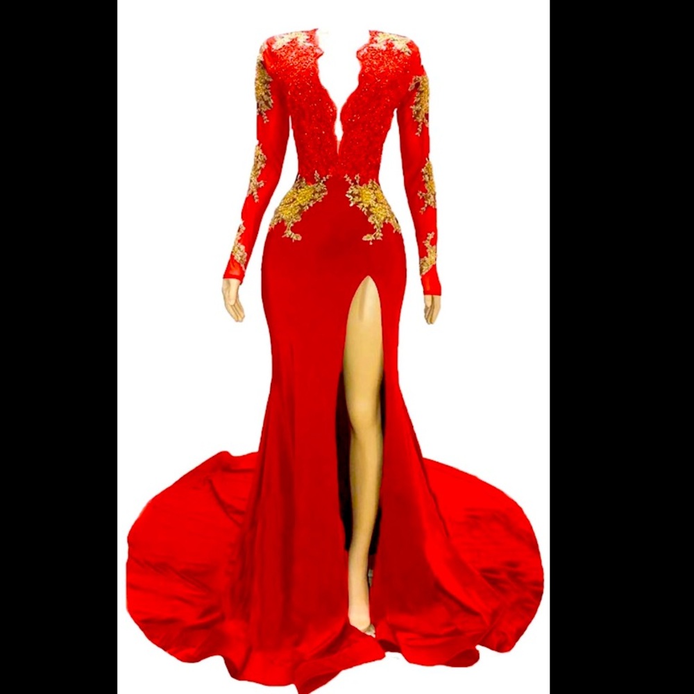 Red and gold evening gown.New with tags never worn